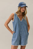 Howdy V-Neck Sleeveless Denim Romper