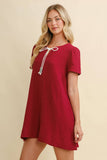 Cotton Gauze Ribbon Tie Mini Dress