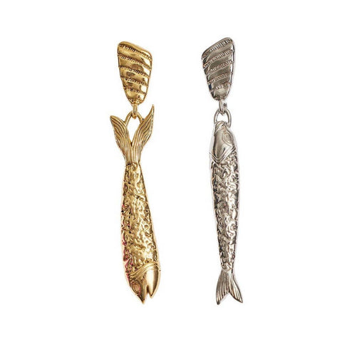 Artistic Long Fish Earrings Titanium Gold Plated