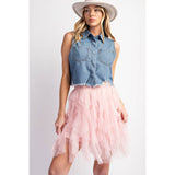 Cascading Tulle Mesh Layered Mini Skirt