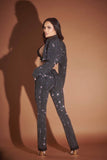The Boss Rhinestone Pinstripe Cropped Blazer