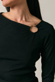 Asymmetric Notch Neck With Gold Ring Top