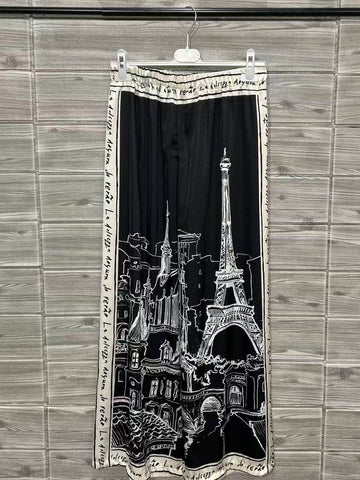 Paris Print Pants - Black
