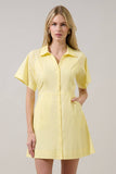 Durella Button Down Mini Dress- Yellow