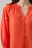 Yamila Long Sleeve Button Down Top- Tomato