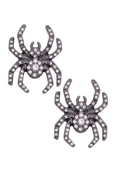 Pave Spider Stud Earrings in Black