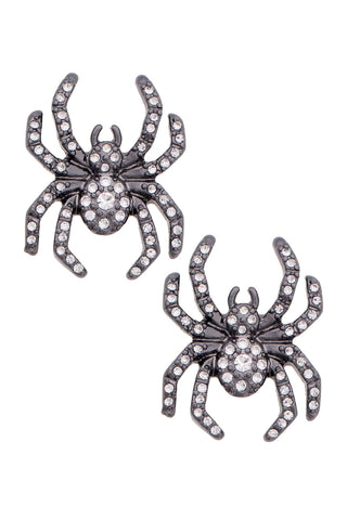 Pave Spider Stud Earrings in Black