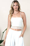 Sonia Lace Crochet  Crop Top - Off White