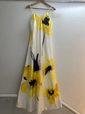 Italian Floral Satin Maxi Dress