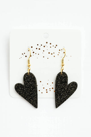 Black Spark Heart Earrings