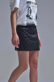 Q2 Scalloped Sequin Mini Skirt
