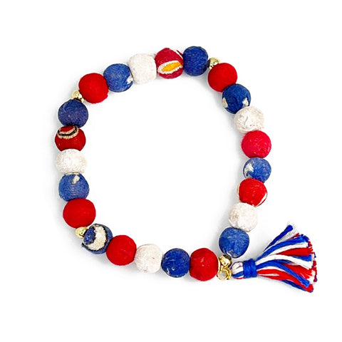 Aasha Patriotic Stackable Tassel Handcrafted Bracelet
