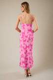 Butterfly Kisses Bias Midi Slip Dress - Fuchsia