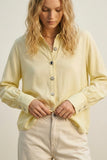 The Q2 Collar Shirt with Button Detail- Butter Yellow