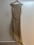 Italian Long Fitted Asymmetrical Neck Mesh Dress