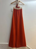 Italian Contrast Stripe Halter Maxi Dress