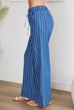 Venti6 Chambray Drawstring Pinstripe Wide Leg Pants