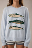 Round Neck Sardines Sweater Top- Melange