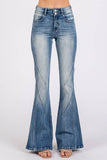 Jackie High Rise Detailed Stretch Flare Jeans - Blue