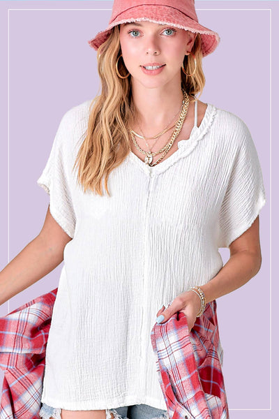 Lucy Loose Fit Gauze Short Sleeve Top