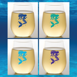 MERMAIDS Unbreakable Stemless TRITAN Plastic Wine Glasses