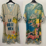 La Dolce Vita Lurex Lemon Print Dress