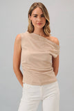 Wide Neck Pleated Knit Top