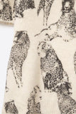 The Q2 Animal Print Short Sleeve Sweater - Cream