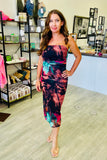 Donatella Mesh Printed Strapless Dress