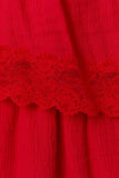 The Lexi Strapless Lace Trim Halter - Red