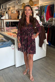 Italian Elegant Wrap Dress in Burgundy Leopard Print