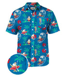 Surf's Up Santa Button Down Shirt - Men's Christmas Hawaiian