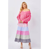 Light Knit Destroyed Hem V-Neck Sweater