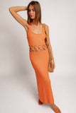 Cristina Square Neck Sleeveless Crochet Midi Dress - Cream