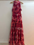 Italian High Neck Ruched Mesh Dress