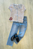 The Q2 Button Striped Sweater - Blue
