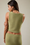 Sleeveless Round Neck Ribbed Crop Sweater Top- Light Pink