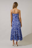 Hagny Pleated Midi Dress Kian Floral- Blue