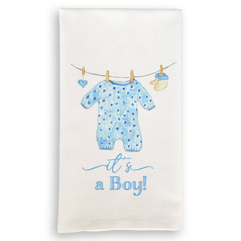 Baby Boy Clothing with “It's a Boy” Dishtowel