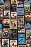 Western Blue Rodeo Horse Stamp Print  Scarf: Multi-Colored