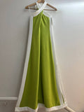 Italian Contrast Stripe Halter Maxi Dress