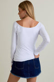Scooped Neckline with Long Sleeves Top