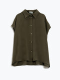 The Q2 Button Up Polo Blouse- Khaki
