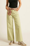 The Q2 Wide Leg Trousers with Twill- Mint Green