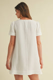 Cotton Gauze Ribbon Tie Mini Dress