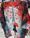 Red Hearts Eiffel Tower Italian Printed Sweater