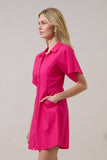 Durella Button Down Mini Dress- Yellow