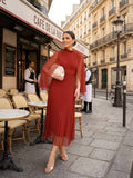 Sienna Mid Length Pleats + Tulle Cape Dress