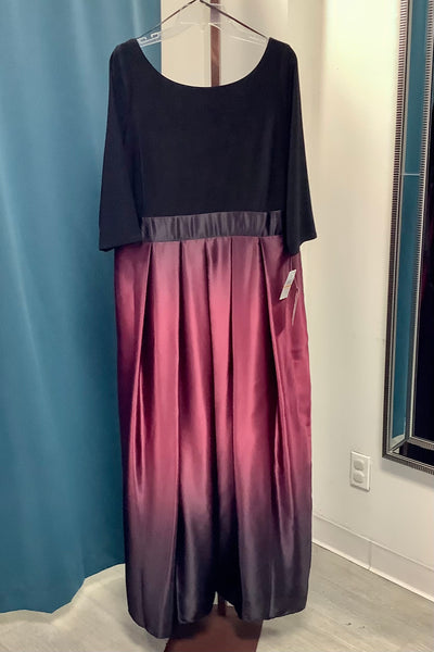 SLNY tie Back Ombré 3/4 Sleeve A-Line Gown - Fig