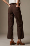 The Q2 Cropped Wide Leg Jeans- Brown